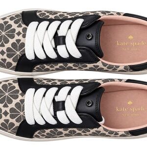 kate spade Floral Canvas Low-Top Sneakers in Black, Beige & White